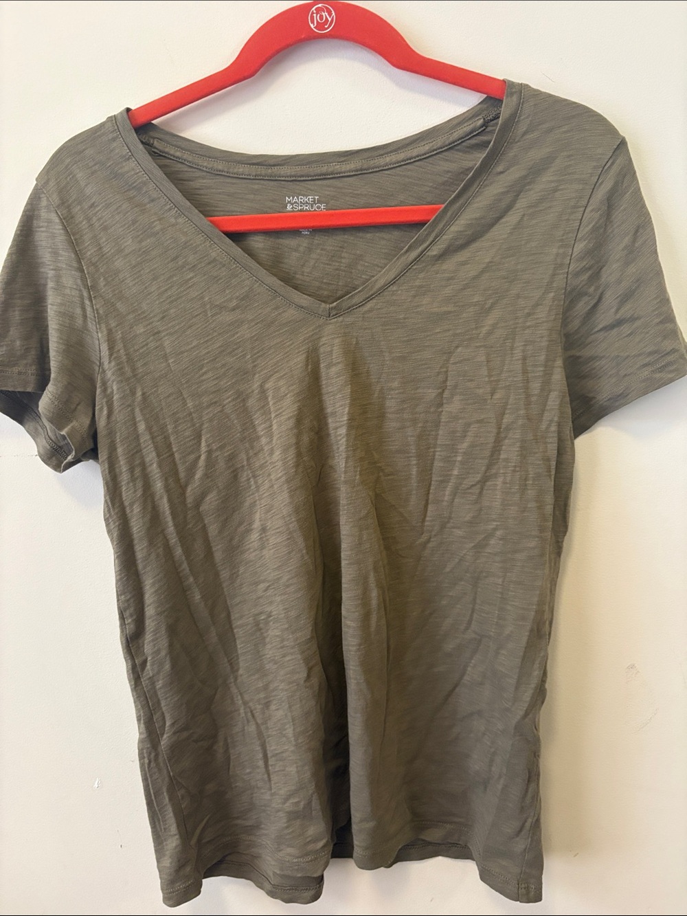 Market & Spruce Olive Green V-Neck Short Sleeve Tee